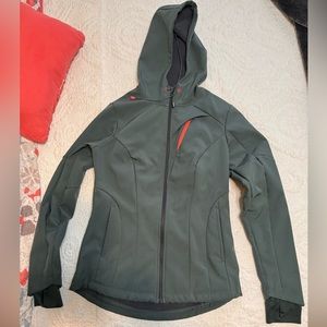 Fleece Lined Water Resistant Wind Breaker - Greenish color